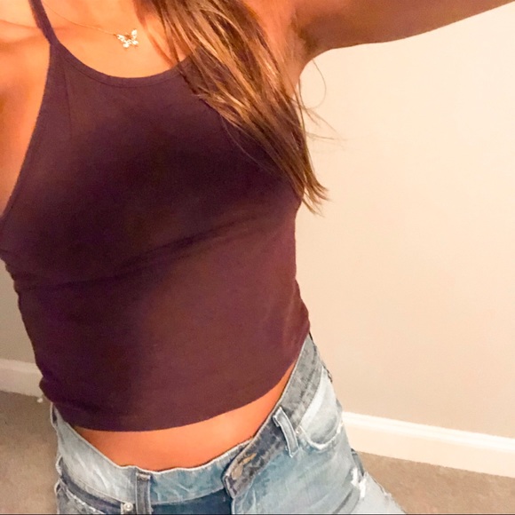 Burgundy Brandy Melville cropped halter top - Picture 5 of 5
